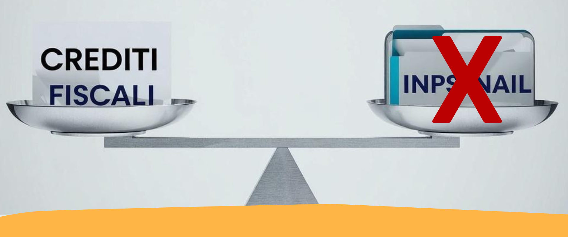 Una bilancia con crediti fiscali da una parte e INPS-Inail barrati dall'altra. Non sono più consentite compensazioni