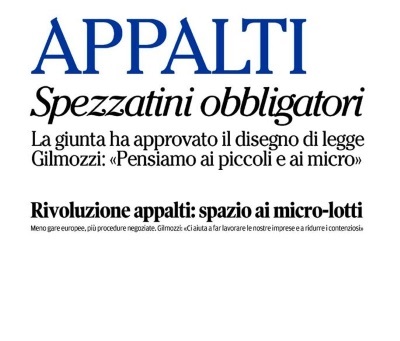 APPALTI: grazie alla nostra insistenza gli appalti pubblici rimarranno alle aziende del territorio!