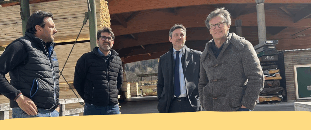 Boninsegna e Spinelli in visita alla ditta Bettega Legnami in Primiero