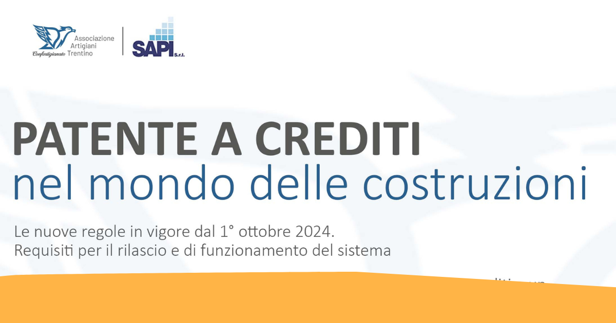 Patente a punti nei cantieri: Associazione Artigiani organizza momenti formativi sul territorio